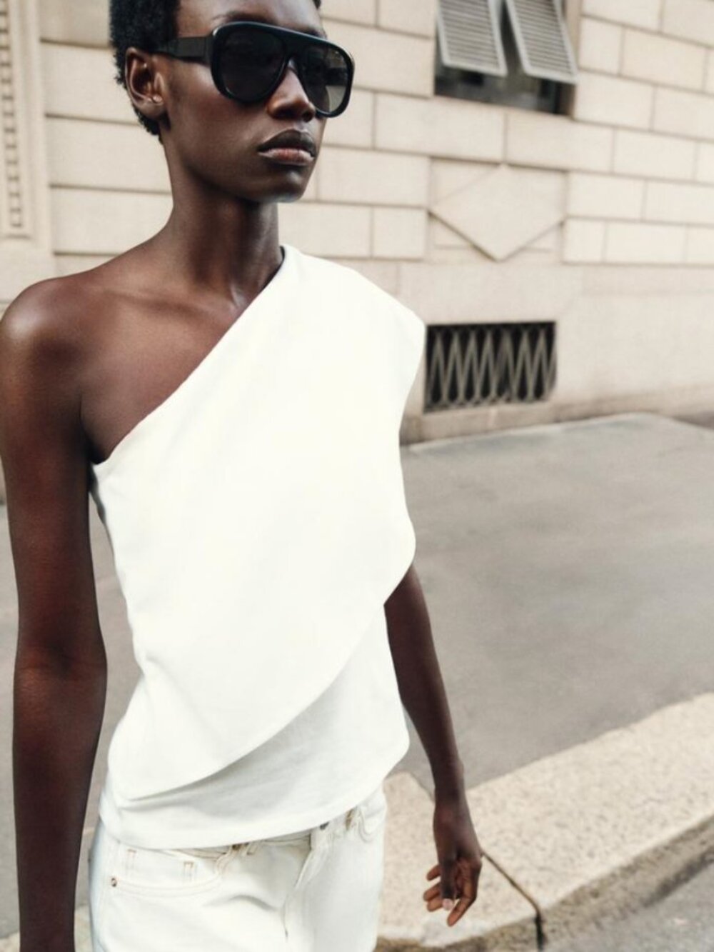 ZARA ASYMMETRIC INTERLOCK TOP